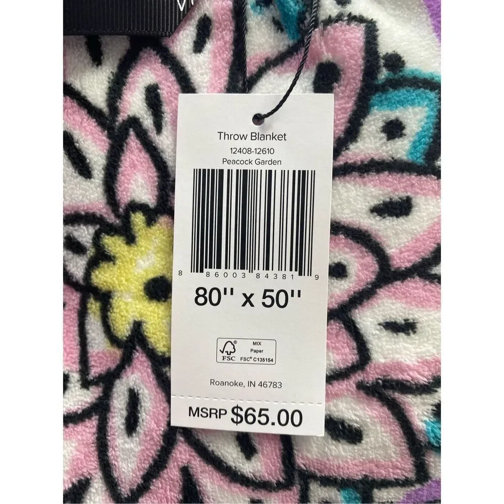 Vera Bradley Throw Blanket in Fleece - PEACOCK PARTY
